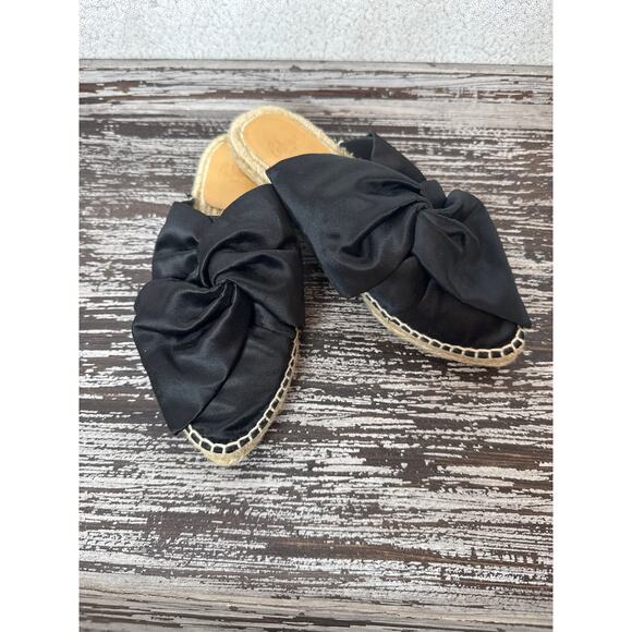 Castaner Black Satin Twist Bow Slide Espadrille Summer Wedding - Picture 1 of 7